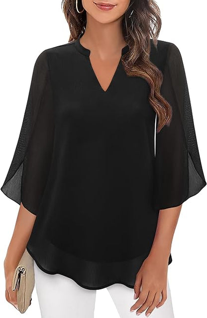 Camille™ - Double Layered Chiffon Blouse