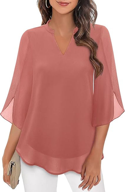 Camille™ - Double Layered Chiffon Blouse