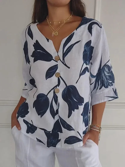 Beth - Floral Print Blouse