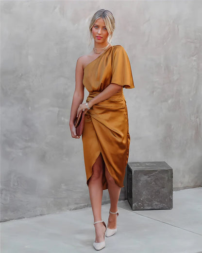 Emma™ | Elegant Silk Dress with a Slit