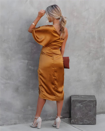 Emma™ | Elegant Silk Dress with a Slit