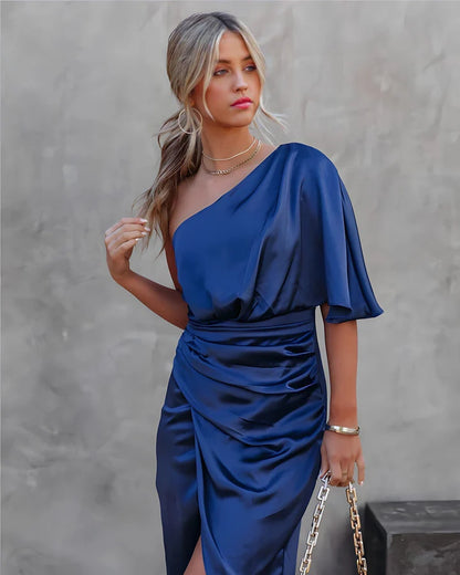 Emma™ | Elegant Silk Dress with a Slit