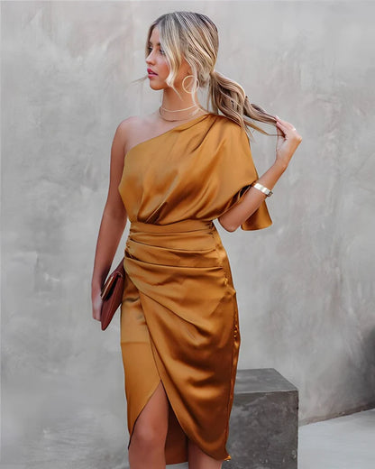 Emma™ | Elegant Silk Dress with a Slit