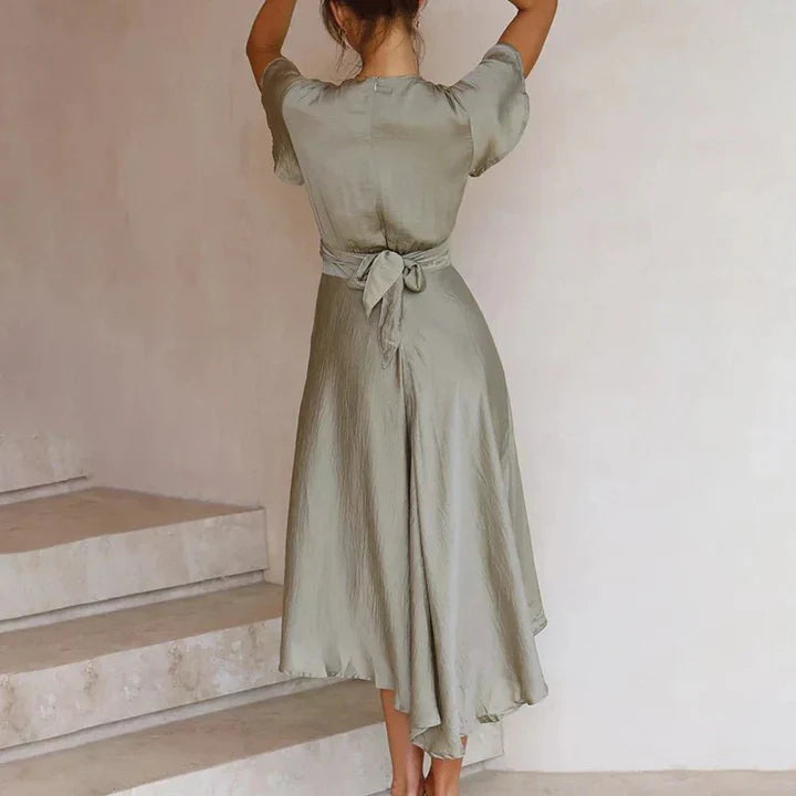 Clara™ | Silk Dress with Bow