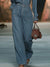 Casual Fashion Simple Retro Multi-Pocket Denim Long Sleeve Jumpsuit