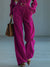 Casual Loose Retro Solid Color Corduroy Lapel Tie Long Sleeve Jumpsuit