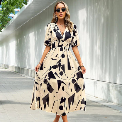 LILY | TIMELESS MIDI DRESS WITH PUFF SLEEVES