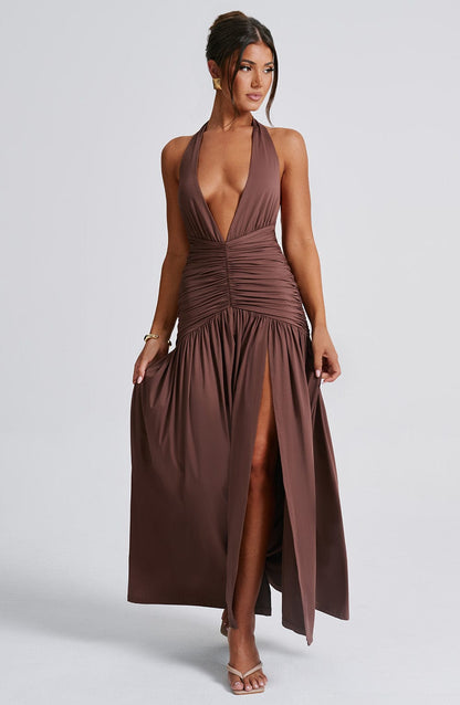 MELANIA MAXI DRESS - CHOCOLATE