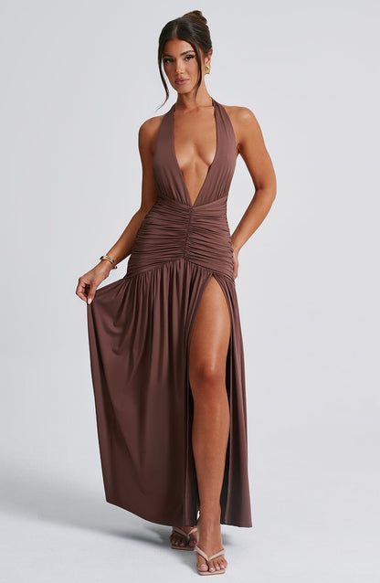 MELANIA MAXI DRESS - CHOCOLATE